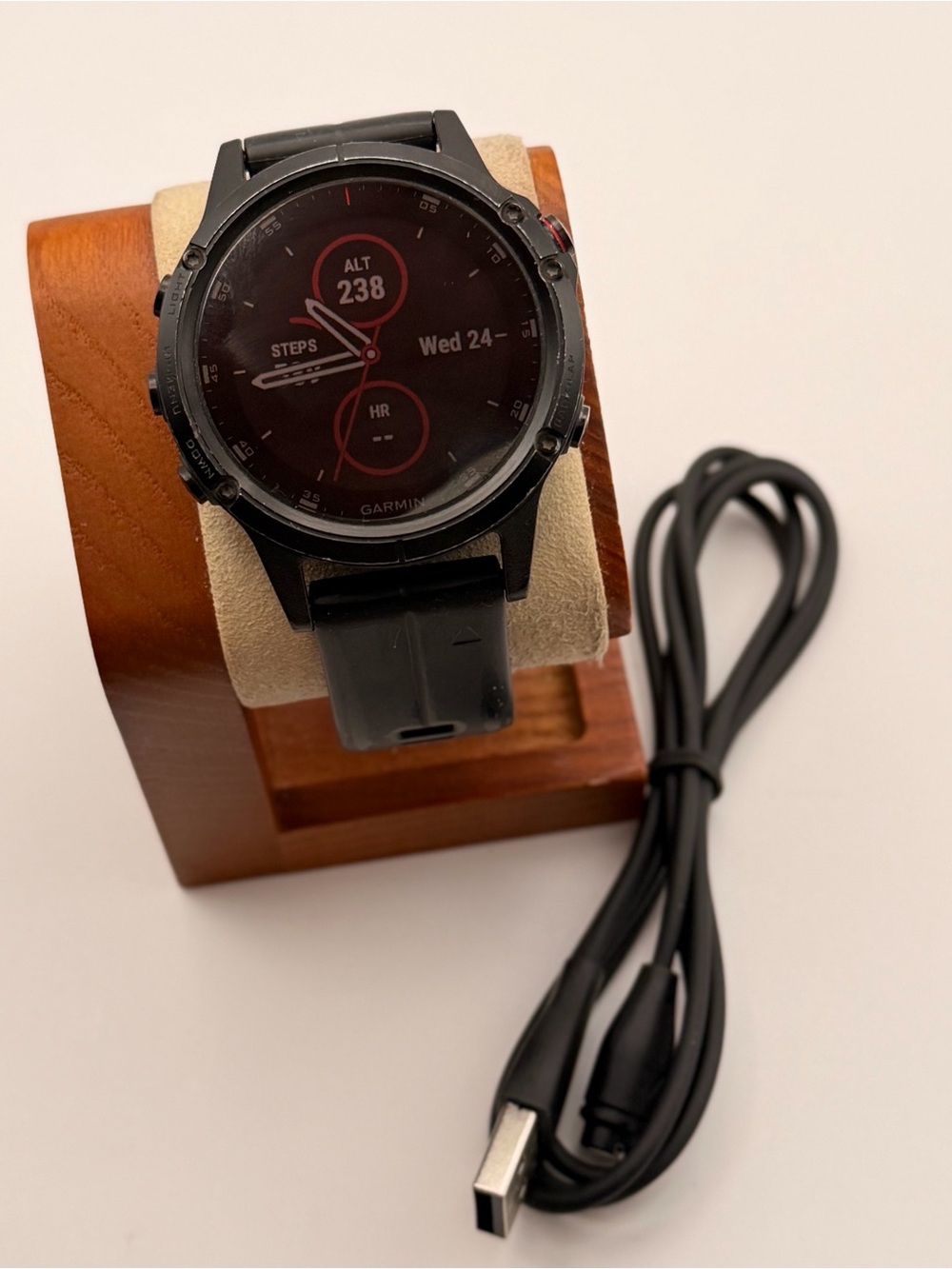 Garmin Fenix 5s Plus, Sapphire Edition, Black, Tested, Charger Included